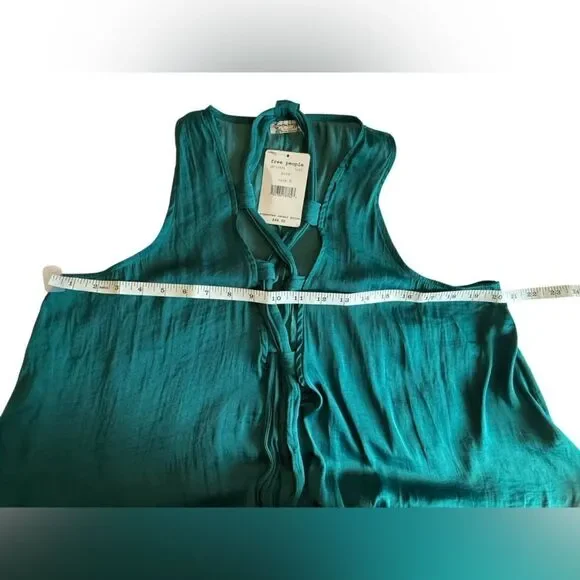 Free People Here With Me Forest Green Lace-Up Top Size Small NWT - Picture 5 of 10